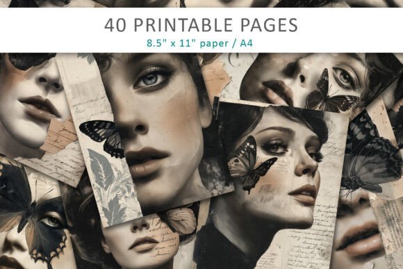 Download Vintage Woman Butterfly Junk Journal - Premium Resources
