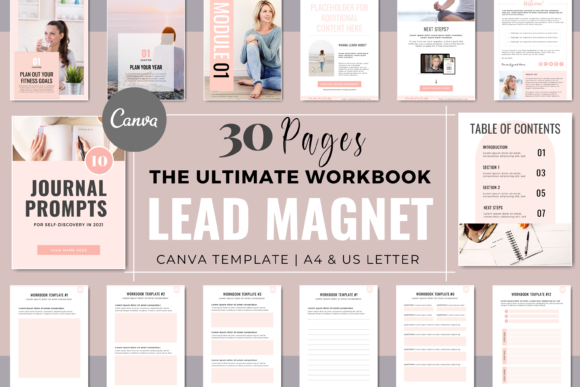 Download Canva Lead Magnet Workbook - Blush Pink - Lead magnet Collection