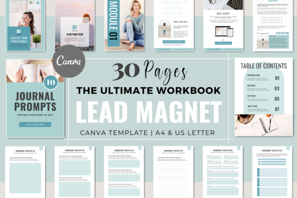 Download Canva Lead Magnet Workbook - Pastel Blue - Lead magnet Collection